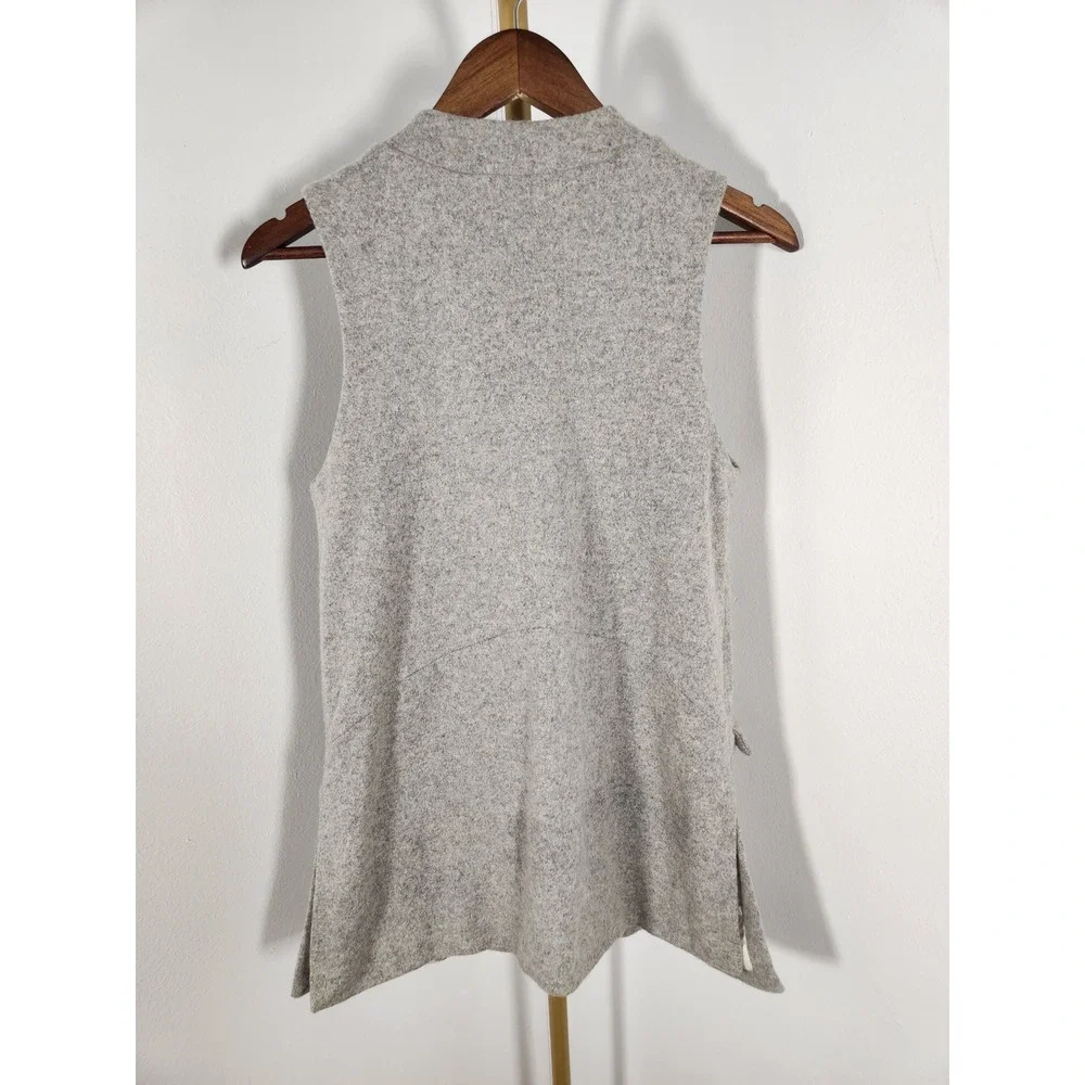 Elevenses Anthropologie Gray Wool Open Front Vest‎ Cardigan Size Small